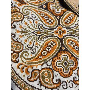 70s Table Decor Three Table Runners Gold Lame Finish Paisley Floral